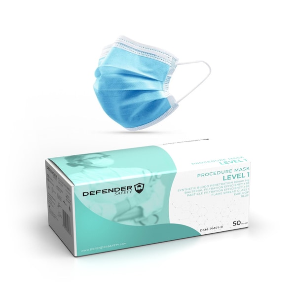 Defender Safety Procedural Mask, Blue, One Size Fits Most, 2000 PK DSM-PM01-03-C - main